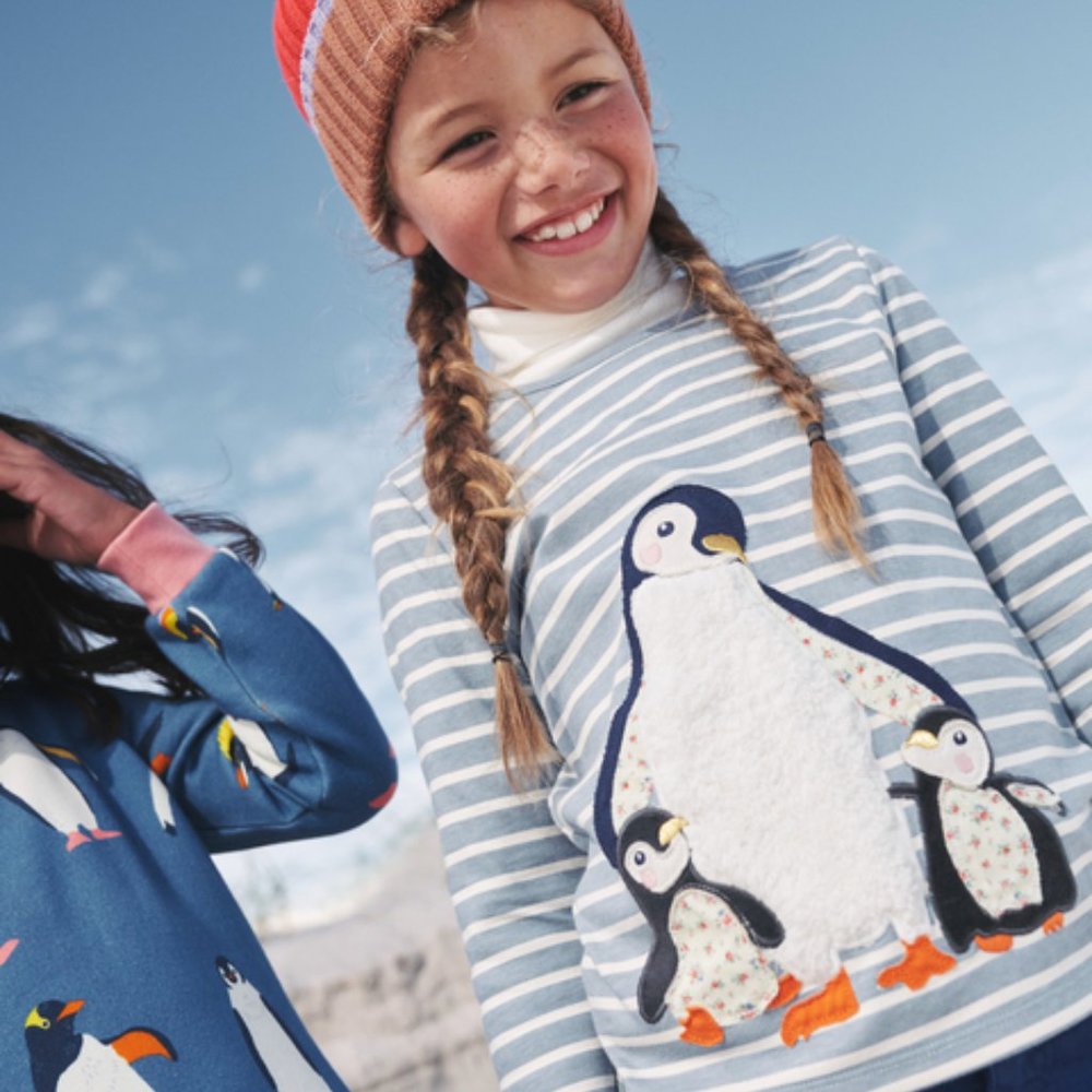 NWT Mini Boden HTF Cute Penguins T-Shirt 7/8Y